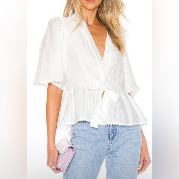 Sabina Musayev Tops - Sabina Musayev Violet Short Bell Sleeve Top in Ivory sz SMALL gauzey beachy
